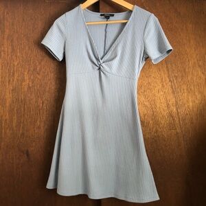 Forever 21 Light Blue Ribbed Twist-Front Mini Dress